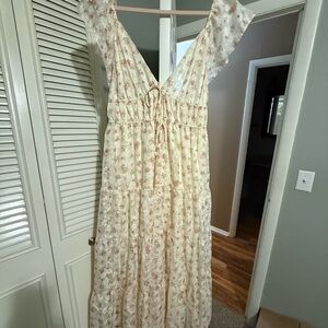 Altar'd State Cream Floral Backless Dress